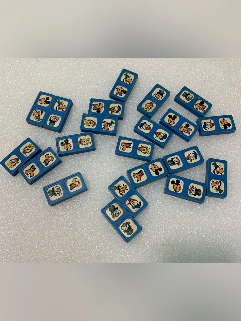 Whitman Disney Dominoes Plastic Tile Game Pieces Lot, Black & Blue